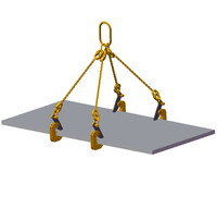 3T Horizontal Plate Clamp with 3/8"X6' Chain Sling 4 Leg